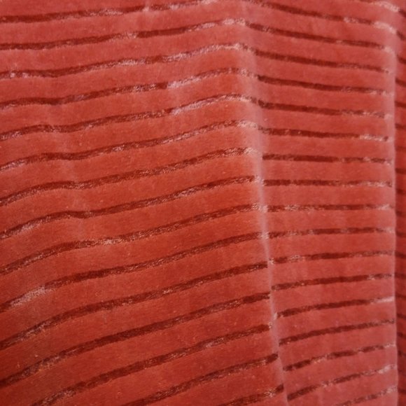 Vintage Velour Pullover Shirt Long Sleeve Rust Red V Neck Textured Stripe - Picture 3 of 8